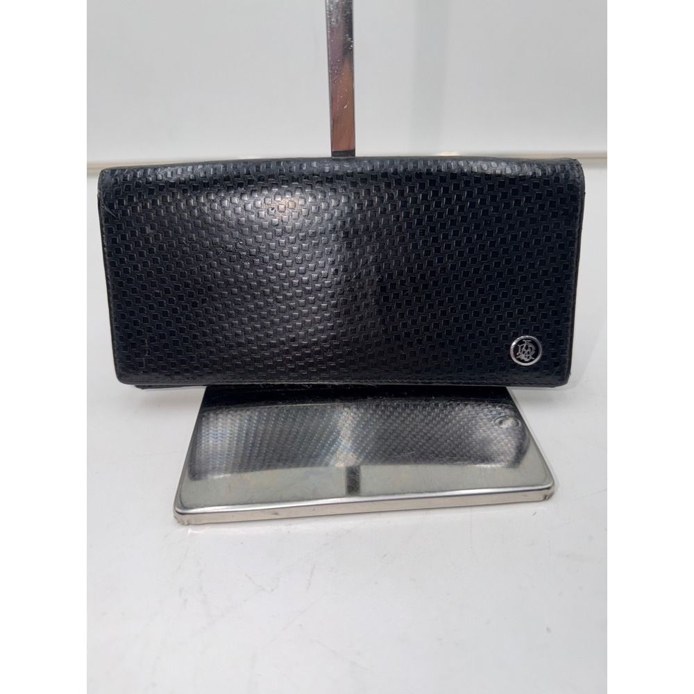 Dunhill Black Leather Long Bifold Wallet Made in Italy 0910 AB